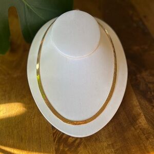 Herringbone Gold Tone 6mm Chain 20 Inch Necklace Costume Jewelry